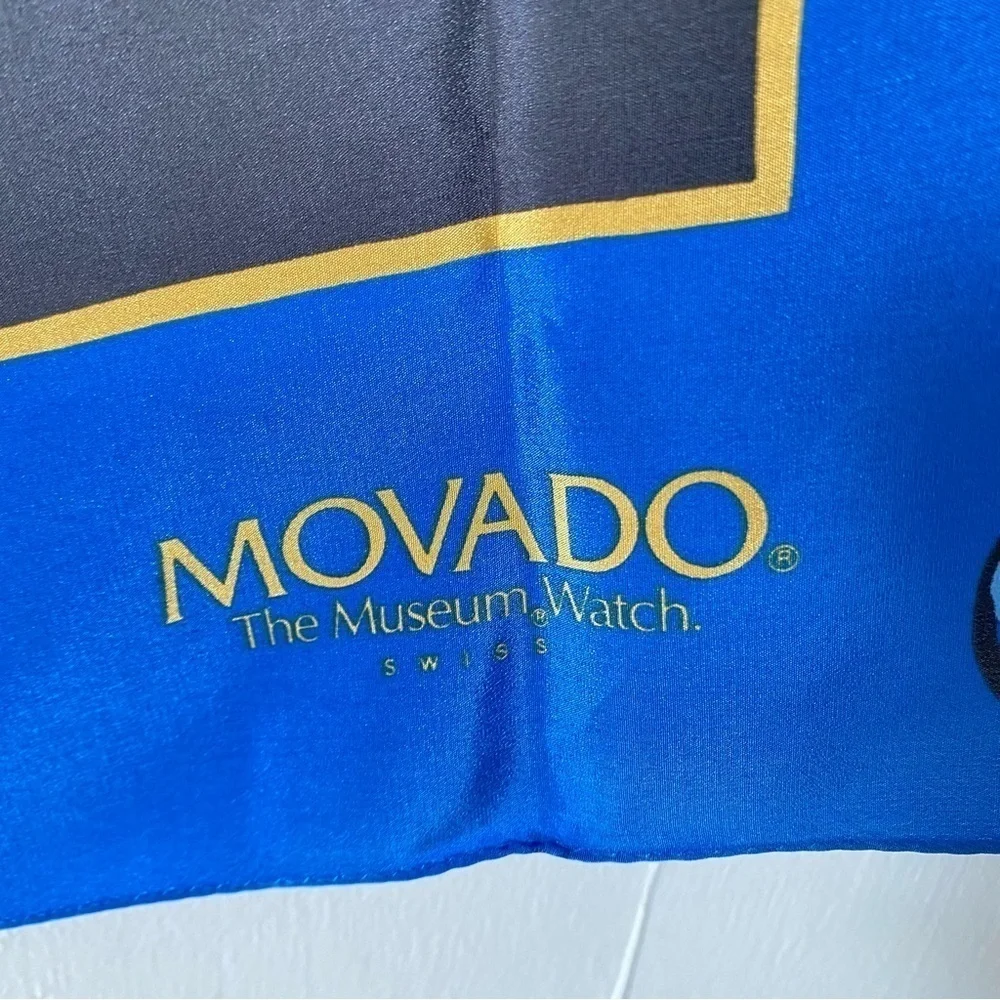 MOVADO 100% Silk Scarf The Museum Watch‎ Face Stopwatch Celestial Sun Moon Stars